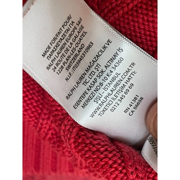 Polo Ralph Lauren Women's L Red Sweater Cotton Cable Knit Pony Classic Preppy - Picture 9 of 11